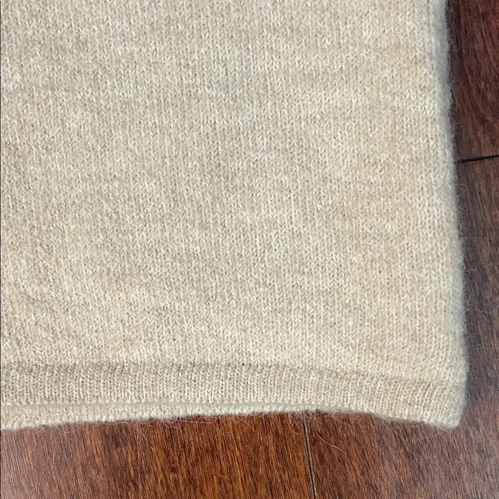 Mango Closet Staple Beige Tea Length Pencil Skirt, Wool Alpaca Blend, Size Med